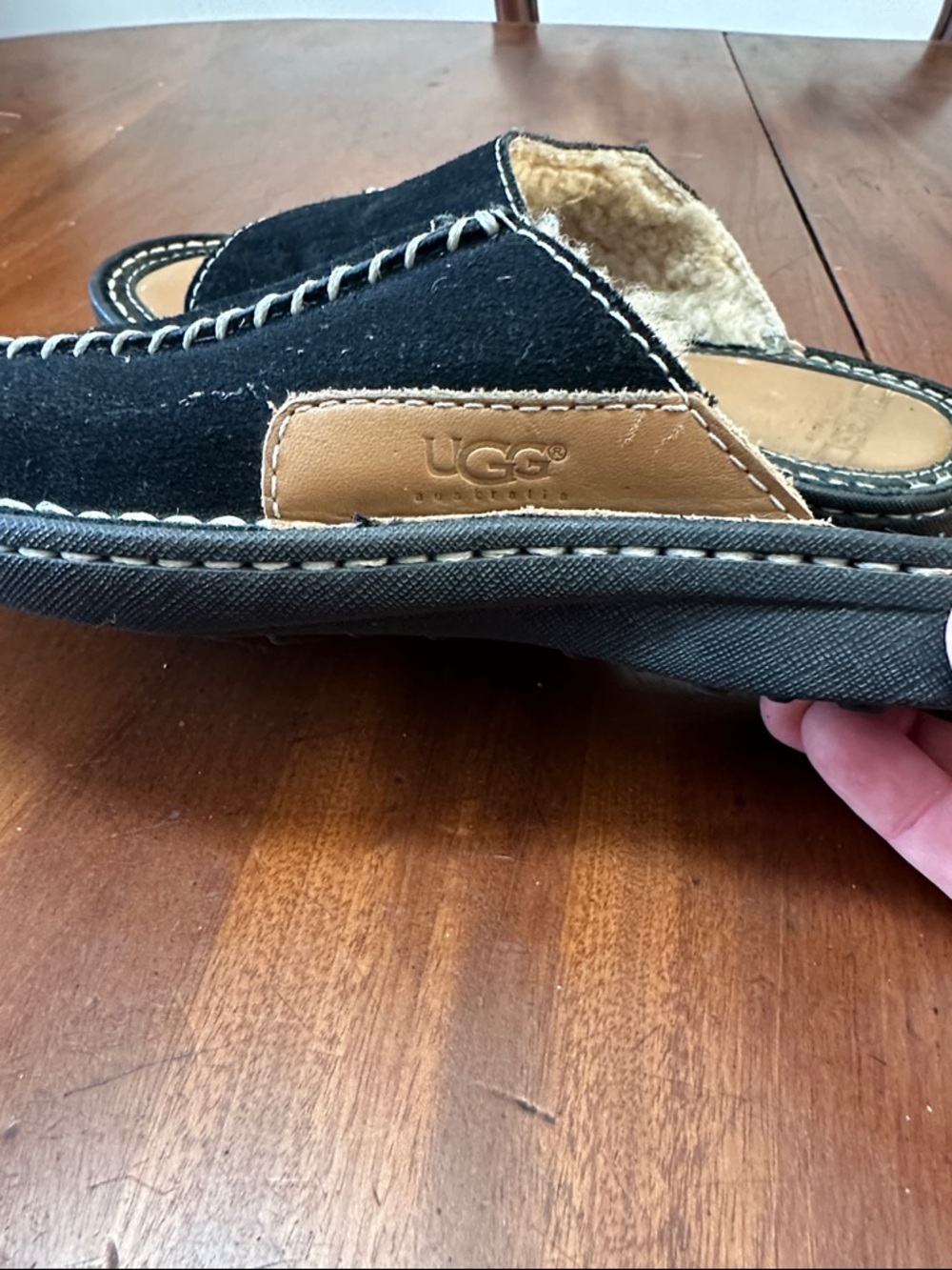 UGG Black Shearling-Lined Slide Sandals - Picture 4 of 8